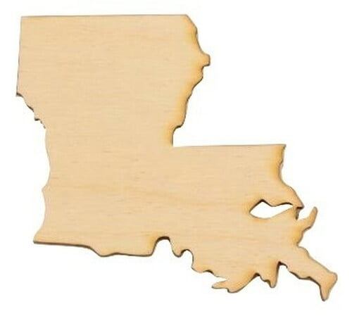 Package of 1, Large 20" x 17.5" x 1" Baltic Birch Plywood Louisiana State Wood Cutout for Art ...