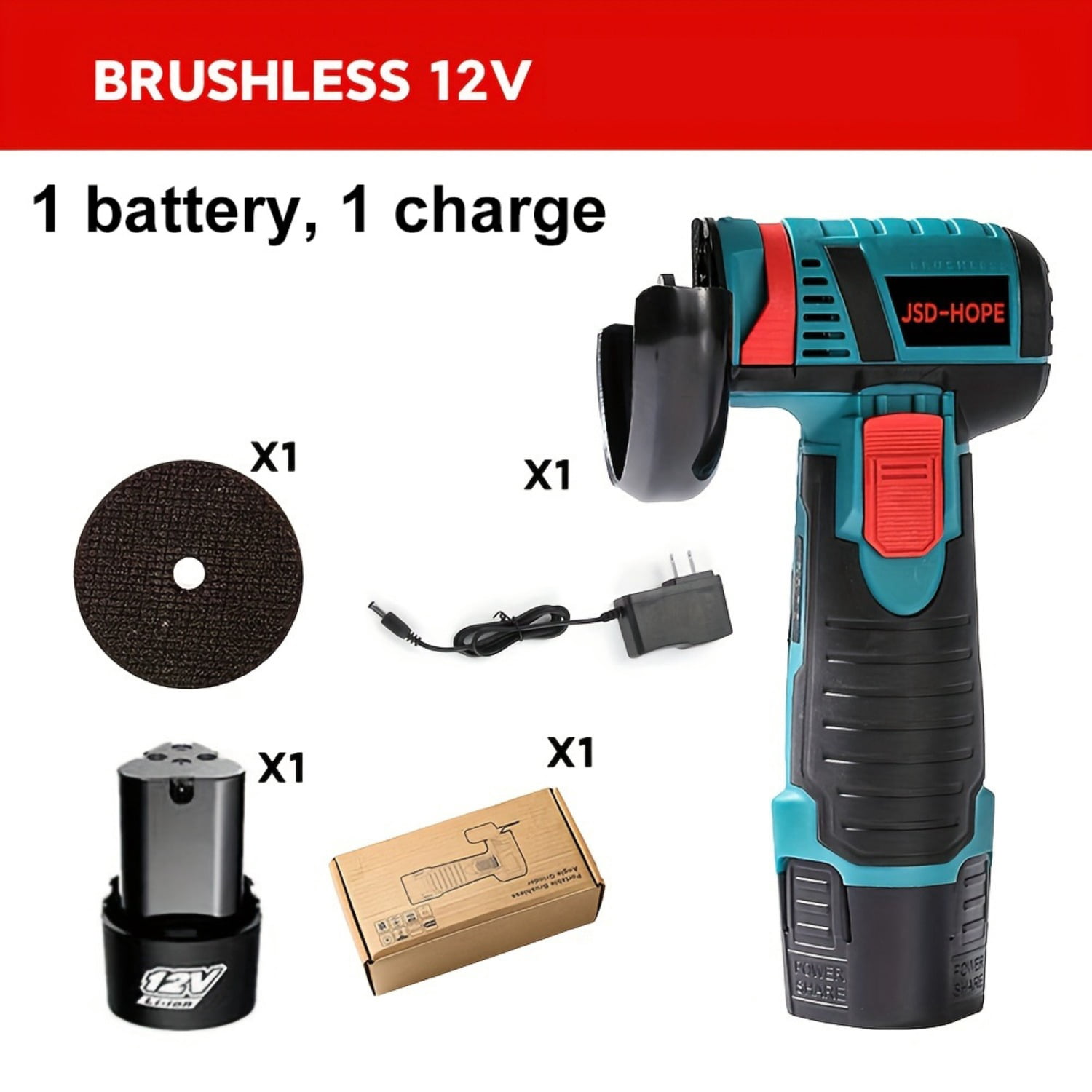 12V Mini Cordless Angle Grinder-Brushless Lithium-Ion Grinding Polishing Tool, Compact&Lightweight for Detailed Work in Metal, Wood, DIY
