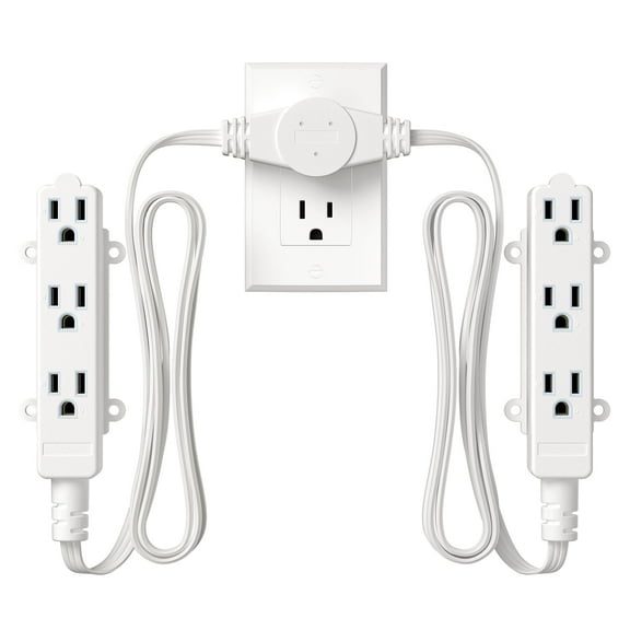 DEWENWILS 10ft (5 5) Twin Extension Cord for Indoor 3 Prong 16/3 AWG Power Strip, SPT-3 5ft Each Side with 3 Outlets