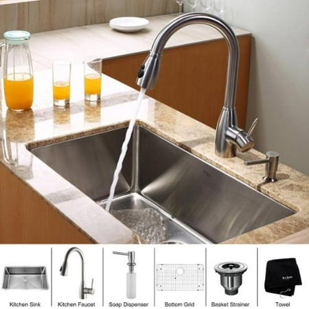 Kraus Kitchen Combo Set Stainless Steel 30 Inch Undermount Sink Kraus Kitchen Combo Set Stainless Steel 30 Inch Undermount Sink With Faucet