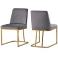 thumbnail image 2 of Dining Chairs Set of 2, Modern Velvet Upholstered Accent Chairs with Gold Metal Base and Comfy Ergonomic Back, Minimalist Style Armless Padded Chair for Dining Rooms, Living Room, Study Room, Gray, 2 of 7