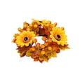thumbnail image 2 of 10 Inch Fall Maple Leaf Candle Ring Wreath with Pumpkin Sunflower Berries, Wire Frame Thanksgiving Halloween Pillar Candle Holder Ring for Farmhouse Table Mantel Kitchen Cabinet Centerpiece Decor, 2 of 9
