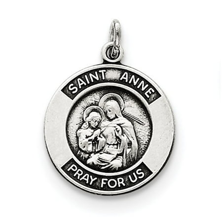 Sterling Silver Engravable Antiqued Saint Anne Medal.