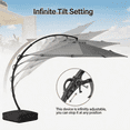 thumbnail image 4 of LAUSAINT HOME 11 FT Outdoor Patio Umbrella with Base, Aluminum Cantilever Umbrella with Crank, Gray, 4 of 7