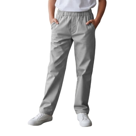 WERYOUNG Boy s Pants Solid Color Elastic Waist Kids Casual Wear Cargo Jogger Trousers With Multiple Pockets Party Night Cozy Breathable Children Pant
