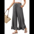 thumbnail image 3 of Pantalones Palazzo de Pierna para Mujer, Cintura Alta, Elásticos, con Cordón y Bolsillos, Color Gris, Talla M, 3 of 8