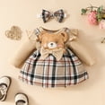 thumbnail image 3 of GYRATEDREAM Infant Baby Girl Christmas Thanksgiving Outfit Ruffle Long Sleeve Romper Skirt Set Suspender Dress 3Pcs Clothes Set for 0-18M Beige, 3 of 9