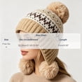 thumbnail image 2 of SYMOID Womens Winter Earflap Beanie with Pom Poms - Fair Isle Knit Acrylic Hats,Size Free Size, 2 of 5