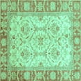 thumbnail image 1 of Ahgly Company Machine Washable Indoor Square Oriental Turquoise Blue Modern Area Rugs, 5' Square, 1 of 4