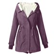 thumbnail image 2 of WEIYLL Womens Fleece Jackets Warm Solid Color Hooded Zipper Pockets Purple Cold Weather Tops Size S, 2 of 4