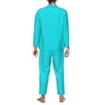 thumbnail image 5 of Bingfone Men'S Pajama Set 2 Piece Loungewear Pjs, Long Sleeve With Pajama Pants-Aqua, 5 of 9