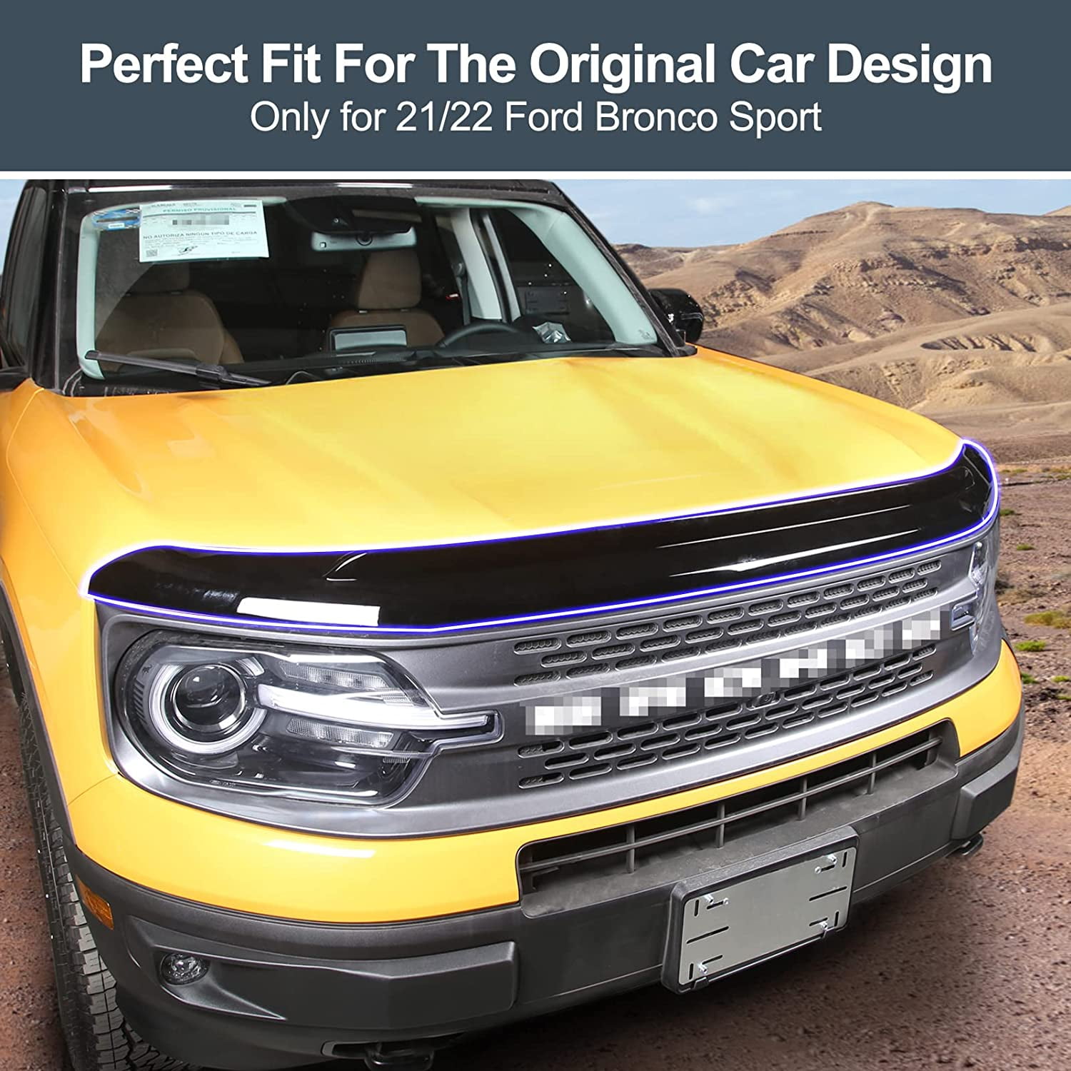 Hood Bug Deflector Compatible With 2021 2022 Ford Bronco Sport