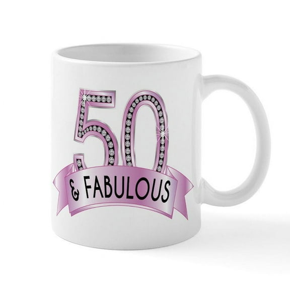 CafePress - 50 & Fabulous Diamonds Mugs - 11 oz Ceramic Mug - Novelty Coffee Tea Cup