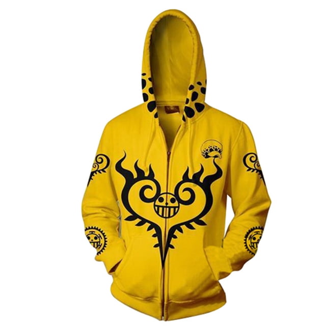 One Piece Anime Cardigan à Capuche Imprimé 3D avec Fermeture Éclair