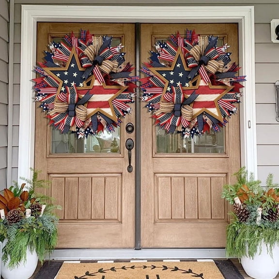 250th Anniversary Patriotic Wreath, 3D Eagle Memorial Wreaths, Patriotic Wreaths for Front Door, Red White and Blue Wreath, All-Weather Farmhouse Outdoor Holiday Decoration Independence Day Decor,A