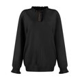 thumbnail image 4 of Womens Sweaters Fall Winter Clothes 2025 Long Sleeve Button Down Ruffle Crew Neck Casual Knitted Pullover Tops 01-Black L, 4 of 4