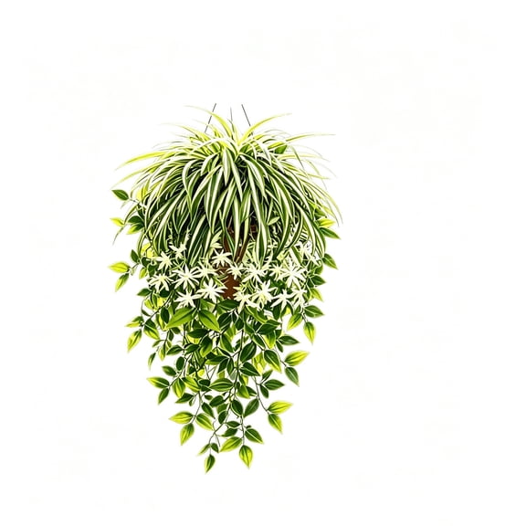 Cheapark Artificial Hanging Spider Plant Fake Trailing Greenery Foliage for Indoor Outdoor Home Garden Year Round Decor Gift