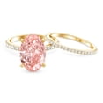 thumbnail image 5 of Rosec Jewels IGI Certified Lab Grown Pink Diamond 4 Carat Engagement Ring with Band - VS1 Clarity, 10K Yellow Gold, US 9.00, 5 of 9