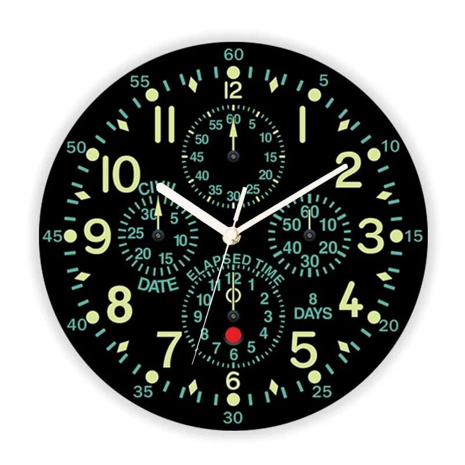 Luxury Faux Gold Minimalist Aviation Aircraft Large Wall Clock for Pilot Airplane Flight Round Wall Watch Living Room Home Decor(10 Inch)