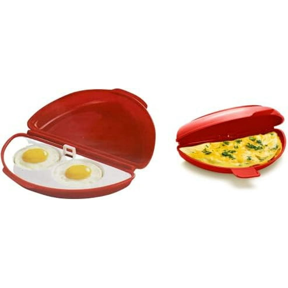 Two in One -Microwave Omelet Maker   Egg Poacher All In One Dish On The Go Quick N Easy Breakfast BPA Free Plastic