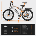 thumbnail image 4 of Qlife Cityone SO Electric Bike for Adults 26" Ebike,Full Suspension Peak 1200W Motor Ebikes with 21 Speed Carbon Steel Mountain Bicycle Silver, 4 of 6