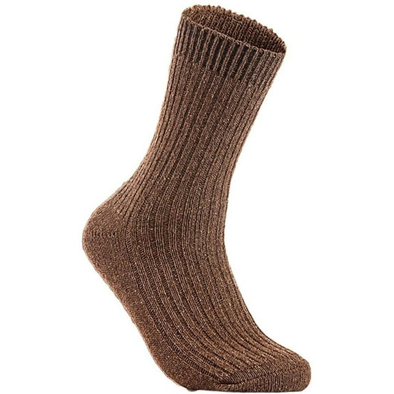 Lian LifeStyle Women's 4 Pairs Knitted Wool Socks One Size 7-10 (Brown)