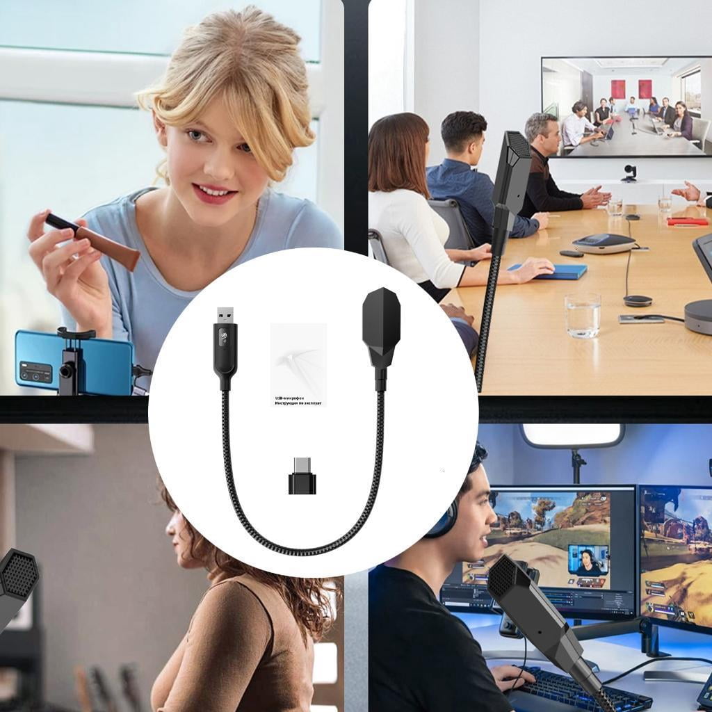 Flexible Arm Desktop USB Microphone With Noise Reductions Chip And Instantly Touch Mute For Online Meetings