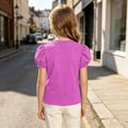 thumbnail image 5 of Teylalorva T-Shirt for Girls, Puff Short Sleeve Crewneck Summer Trendy Kids Cute Casual Tee Purple Size 8, 5 of 7