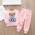 thumbnail image 2 of NAFUU Toddler Girls 2 Piece Fuzzy Pants Sets Winter Flannel Outfits Baby Long Sleeve Tops And Pants Set Sleepwear Bear Thickened Homewear 18-24 Months, 2 of 4