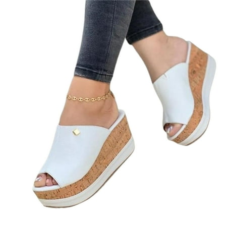 

Women\ s Summer Slippers Slope Platform Sandals Peep Toe Shoes for Outdoor Casual