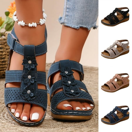 Value for Money  Women s Summer Open Toe Flower Wedge Sandals  Large Size  Breathable Comfort  Hollow Beach Shoes  Casual Fish Mouth Design  Lightweight  Casual Wear  Plus Size Pants | Black 36
