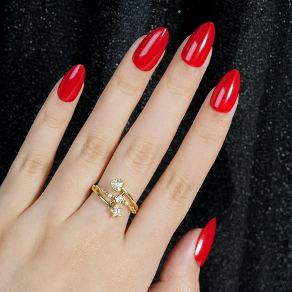 Gel suave de color rojo almendra Jofay Fashion de Press on Nails, 32 unidades