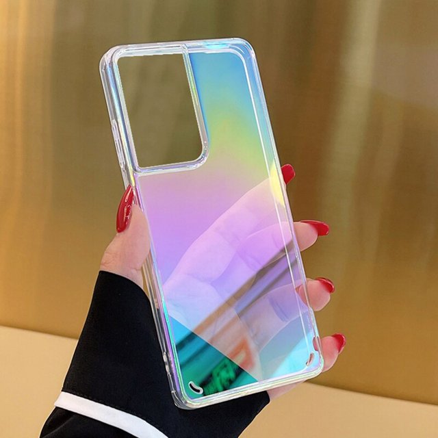 Funda colorida láser de lujo para Samsung Galaxy S10 S20 S21 S22 Plus Note 10 20 Ultra Z Fold 3 Phone Cover, plástico duro para mujer y Niña Fivean unisex