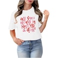 thumbnail image 4 of Blusas de Manga Corta para las Mujeres Divertida Impresión Cuello Redondo Camiseta Vintage, Blusas de Primavera para las Mujeres, 4 of 8
