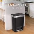 thumbnail image 2 of simplehuman 12 gal Plastic Rectangular Kitchen Step Trash Can With Liner Pocket, Black, 2 of 8