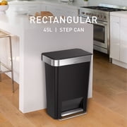 simplehuman 12 gal Plastic Rectangular Kitchen Step Trash Can With Liner Pocket, Black