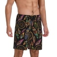thumbnail image 2 of Pofeuu Decorative Feathers Print Men's Soft Woven Elastic Waistband Sleep Pajama Short-3X-Large, 2 of 6