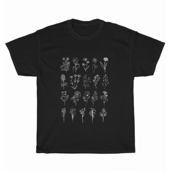 Vintage Inspired Flower Botanical Chart Naturalist Wildflower Floral T-Shirt New