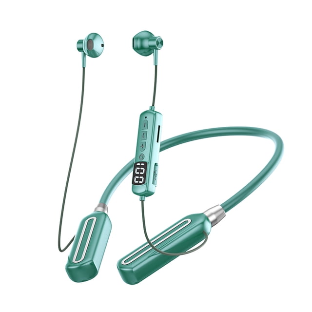 5.0 Neck Hanging Wireless Bluetooth Headset Intelligent Digital Display Can Be Inserted Into The Card, Sports Range Noise Cancellation Can Call