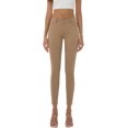 thumbnail image 2 of Pantalones vaqueros elásticos ajustados de tiro medio de colores con bolsillos reales completos de algodón 98 % coloridos para mujer (estándar y grande) Khaki-basic4 Short, 2 of 5