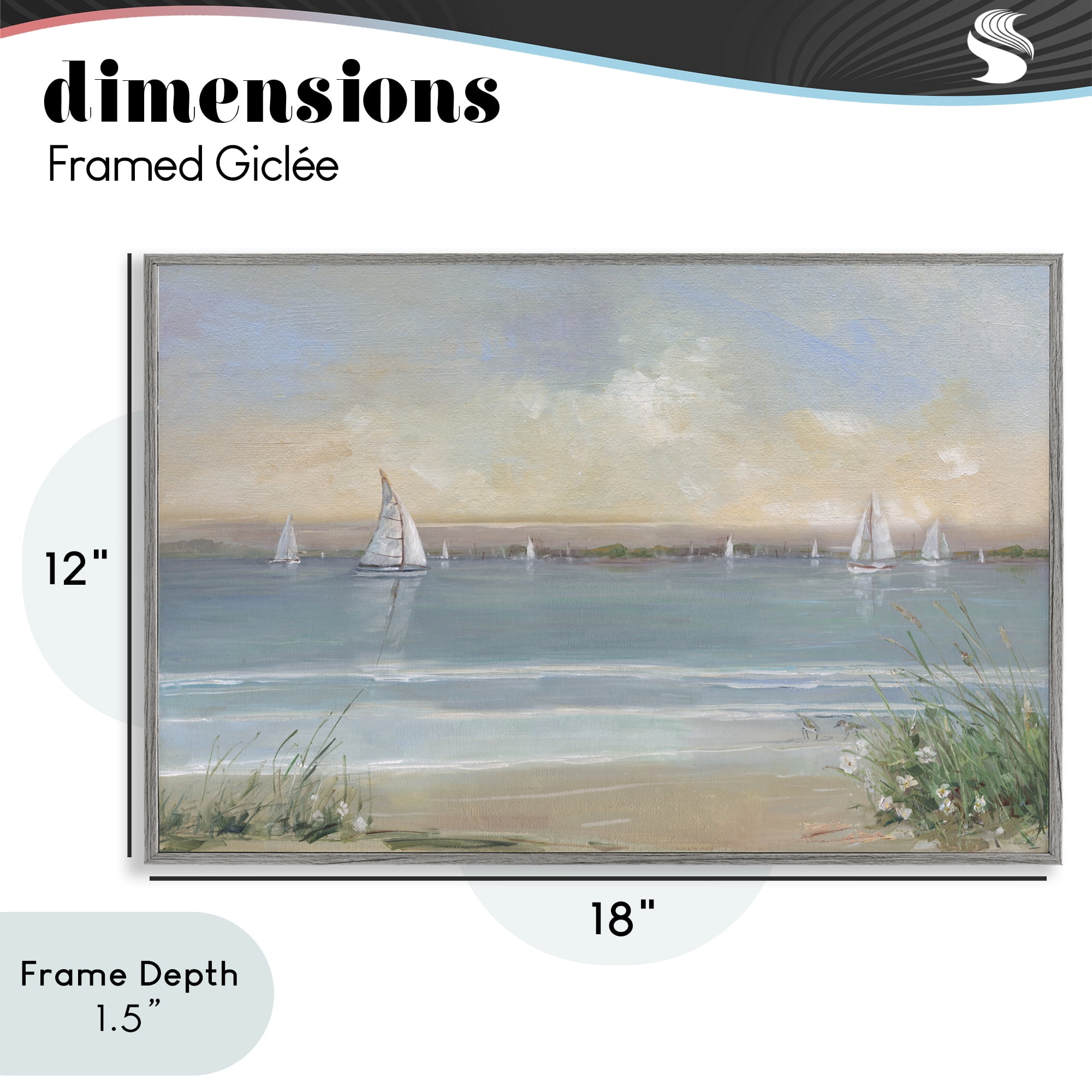 Stupell Industries Coastal Sailing At Dawn Gray Framed Giclee Art, design by Sally Swatland