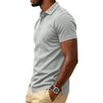thumbnail image 5 of Homeyce Men's Short Sleeve Polo Shirts Collar Button Down Polo Shirts Fashionable Business Athletic Casual Polo Sweatshirt Solid Color Short Sleeve Golf Shirt,Gray L, 5 of 5