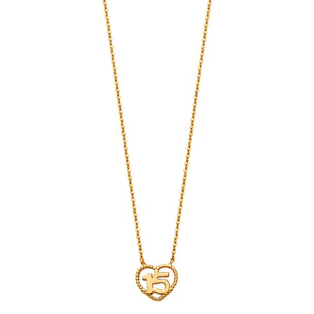 14k Gold Love Heart Necklace Pendant Necklace for Women - 1.9 Grams