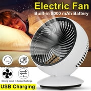 AUGIENB Portable Electric Fans Desk Fans USB Fans, 3-Speed, 270° Automatic Rotation, Six-leaf, Disassemble For Office Laptop Table Home