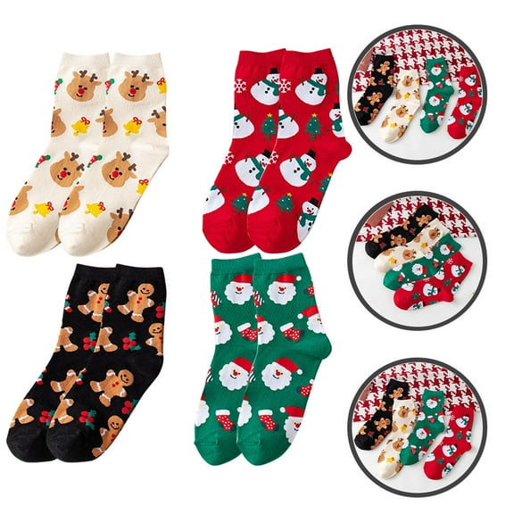 HAMPPLIES 4 Pairs Unisex Holiday Socks for Men and Women Festive Occasions
