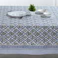 thumbnail image 3 of Mantel Ridhi de algodón con estampado de bloques a mano, azul claro, 3 of 9