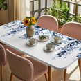 thumbnail image 3 of Blue Eucalyptus Table Cloths for 3 Foot Rectangle Tables, Weeping Botanical Leaf Watercolor Patio Waterproof Elastic Fitted Tablecloths, Washable Rectangular Table Cover for Camping, 3 of 8