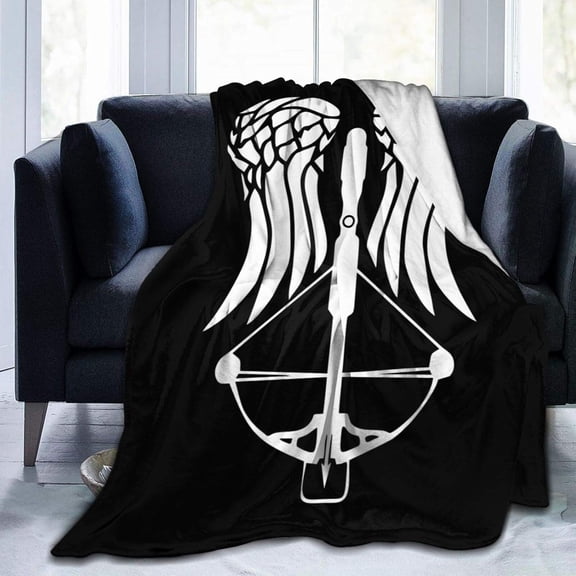 The Walking Dead Daryl Dixon Wings Blanket Soft Plush Throw Blanket - Super Fuzzy Fleece Blanket for Couch Bed Sofa All Season 80inchX60inch Black