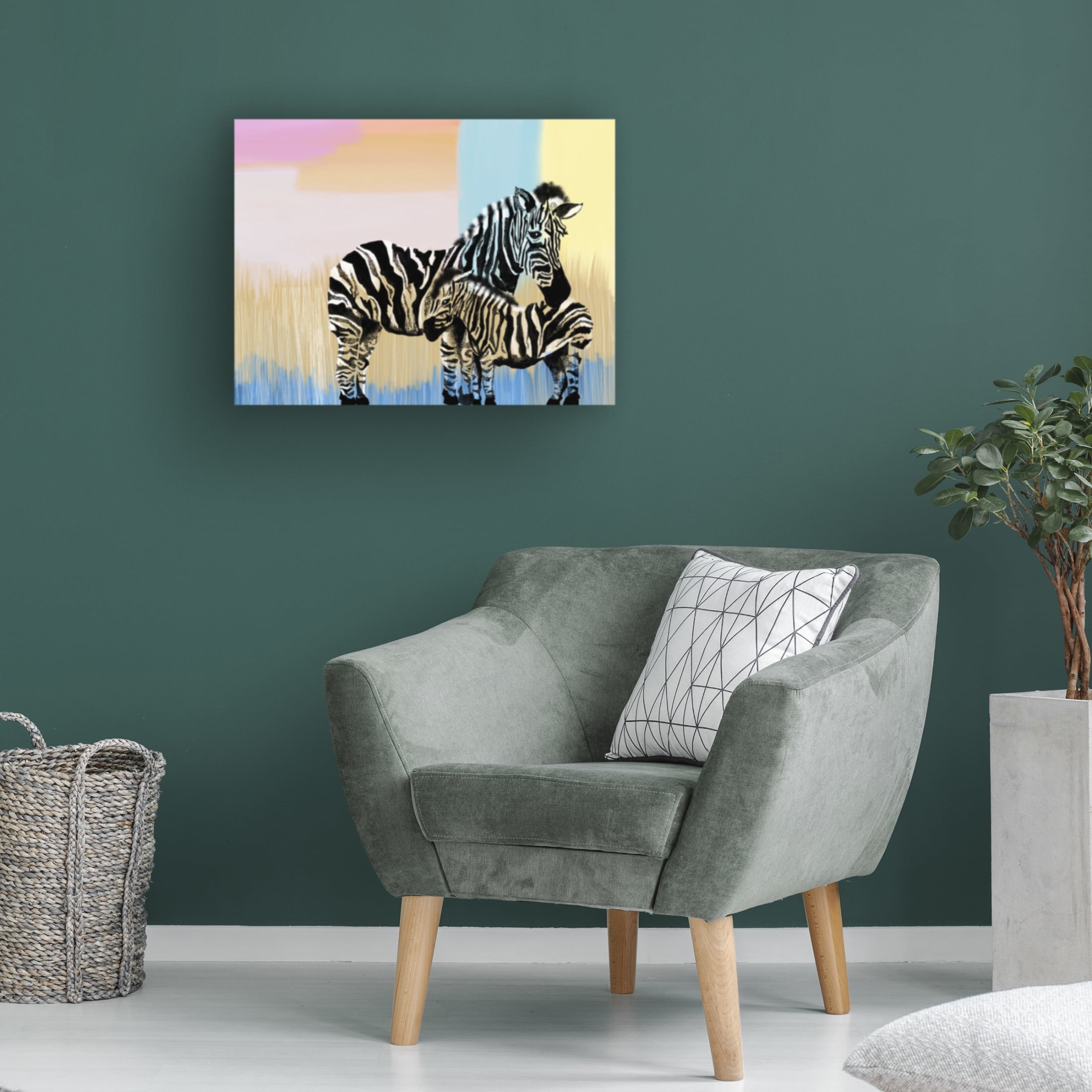 Canvas Wall Art - Meleshnie Govender 'Mama Zebra And Baby' Wall Art for Living Room, Bedroom, or Office Décor by Trademark Fine Art - 24 x 18 Inches