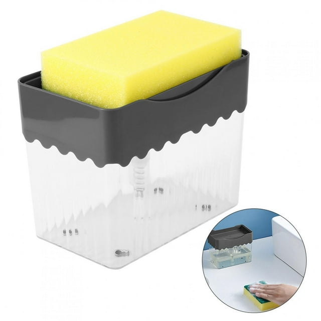 Loewten Distributeur Automatique de Détergent de Cuisine avec Accessoire Éponge de Lavage Vaisselle, Distributeur de Détergent, Outils